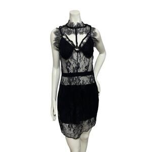 NWT Valentine's Day Special Occasion Black Lace Negligee Size Small